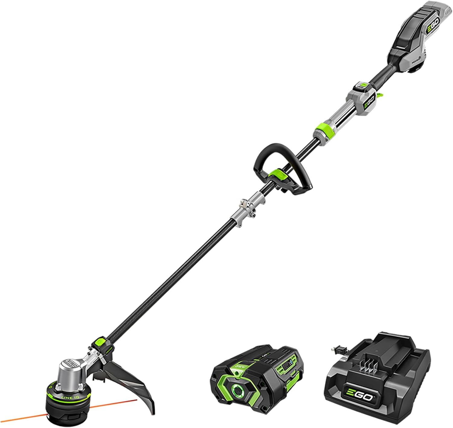 EGO POWER+ String Trimmer  Battery Powered  16 Trimmer for Weeds and Grass with POWERLOAD  LINE IQ  Telescopic Carbon Fiber Shaft  Includes 56V 4.0Ah Battery and Charger - ST1623T