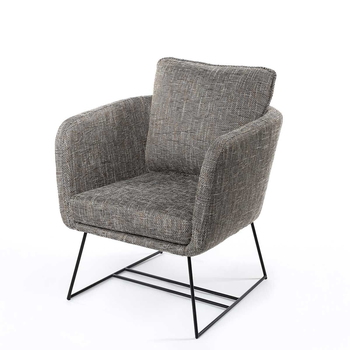 Poltrona TIM cinza com pernas em metal