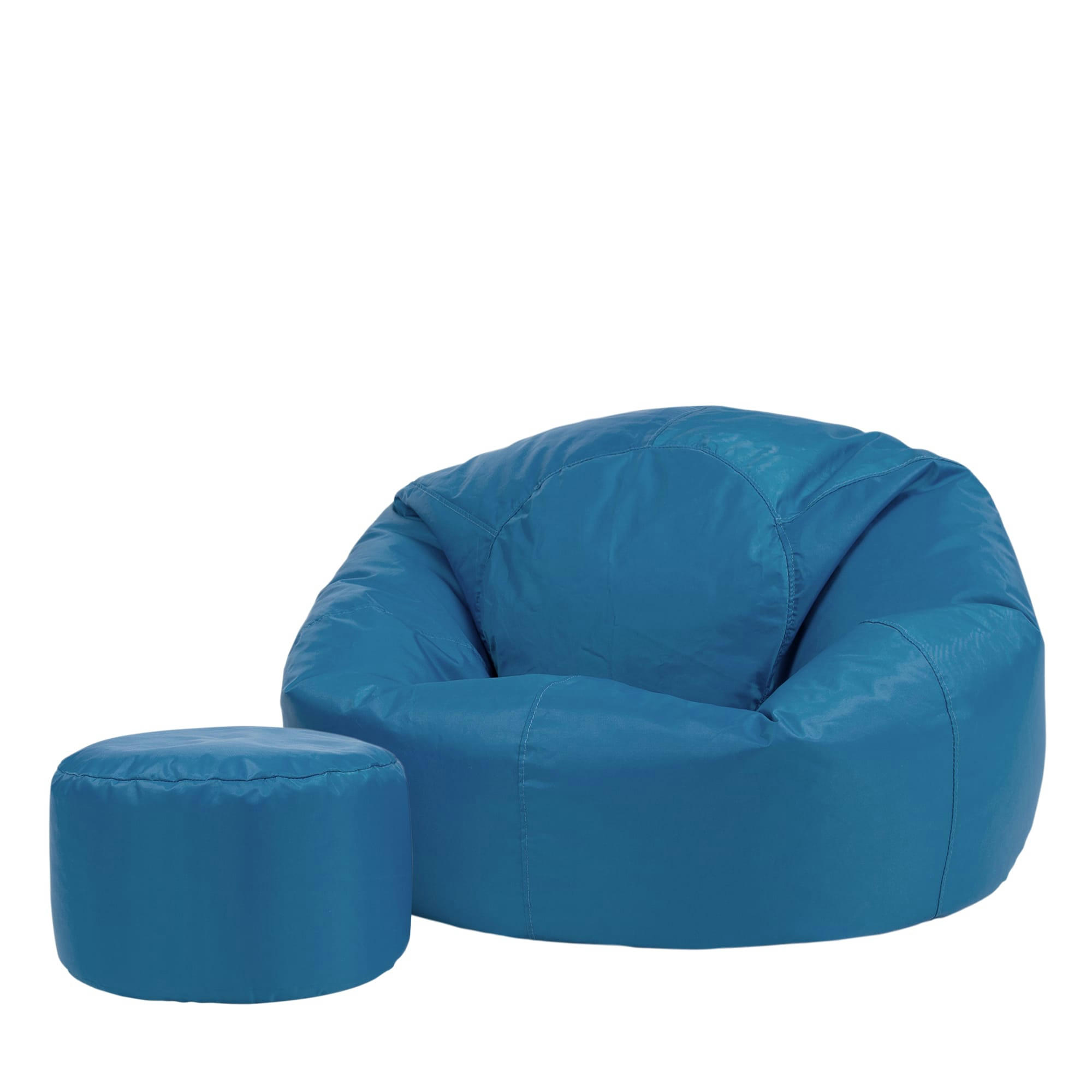 - Pouf extérieur avec repose-pieds bleu canard