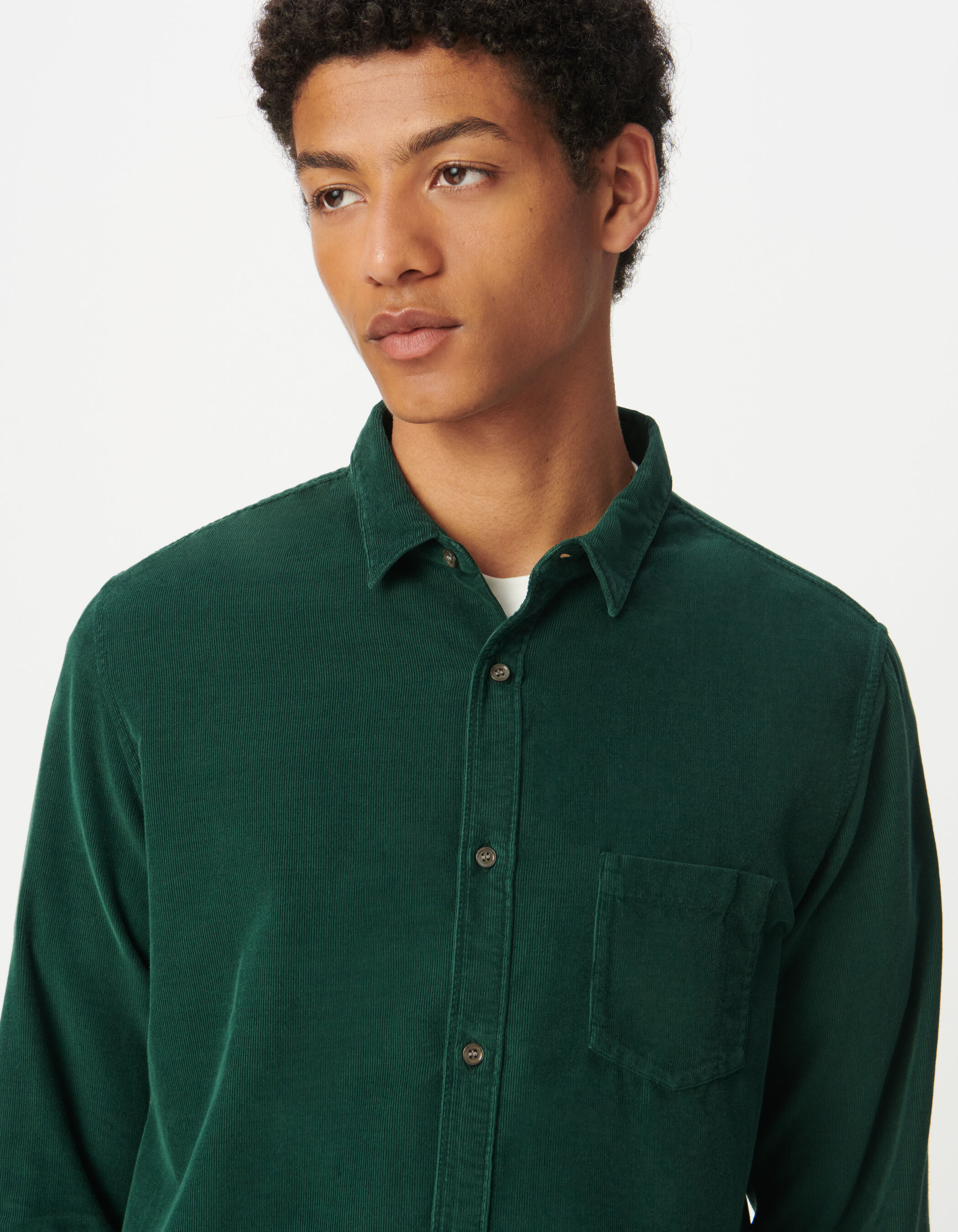 Chemise regular marine coton bio velours milleraies Homme