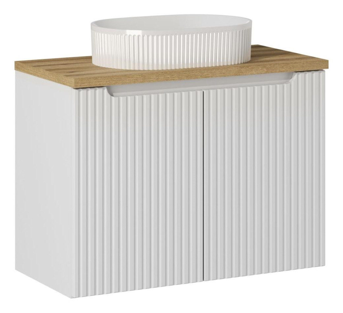 Szafka Z Umywalką 80 cm BLAT DĄB 2 DRZWI Ryfle NOVA WHITE