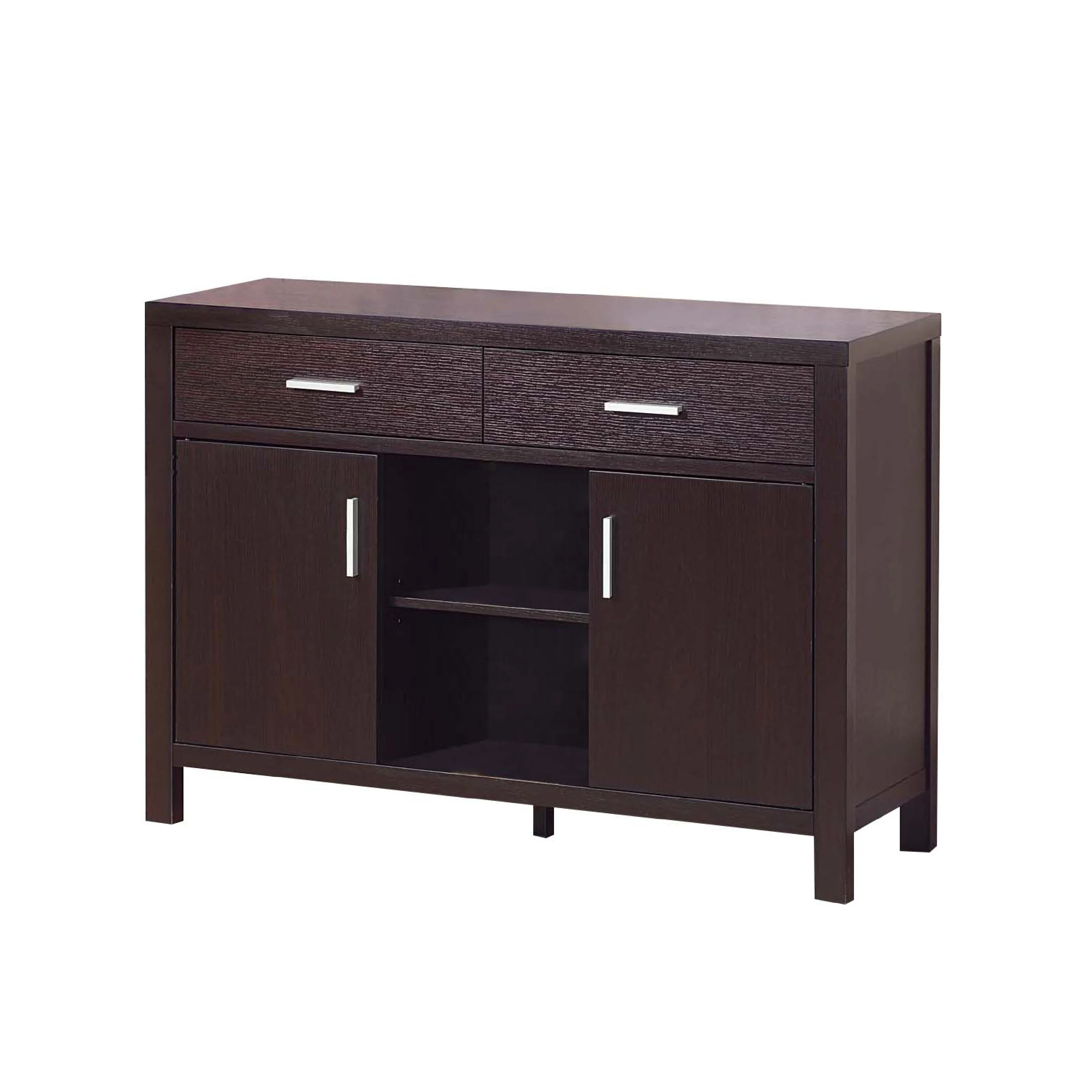 Storage Buffet Console, 2 Drawers 2 Cabinets, 47 Inch Red Cocoa Brown