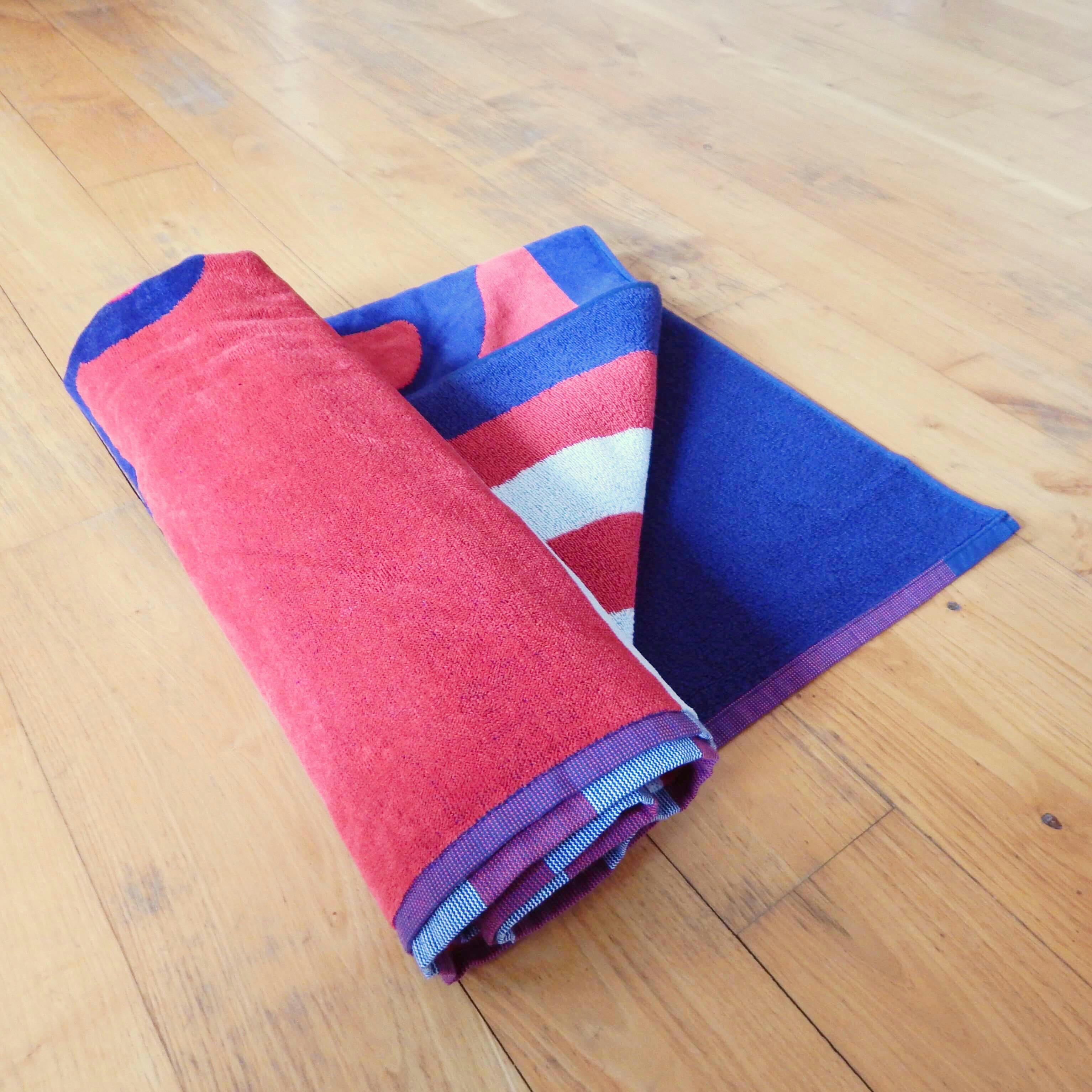 PLAGE - Serviette de plage éponge velours rouge lunan 86 x 160