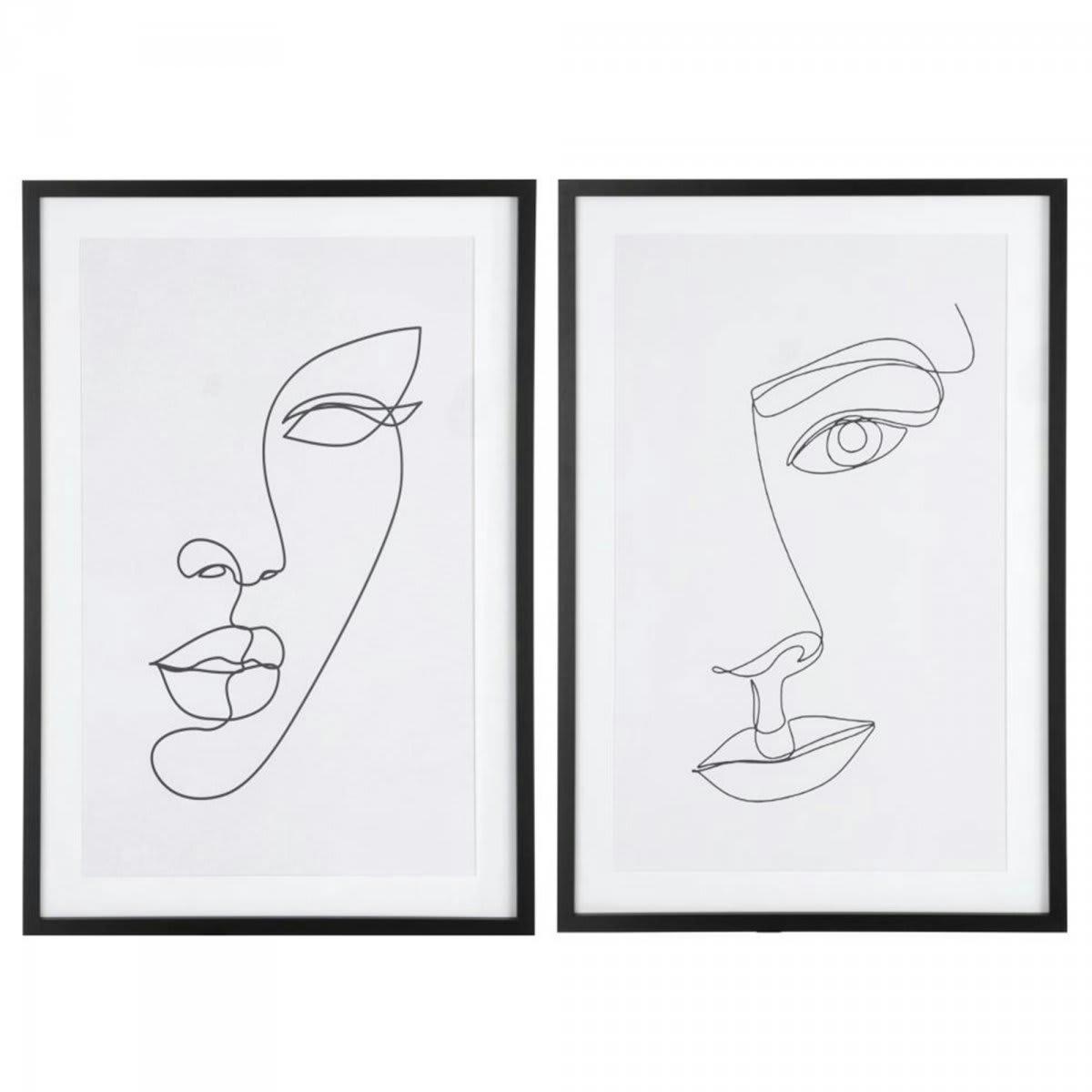LORACE - Lot de 2 tableaux visages abstraits 60x90cm