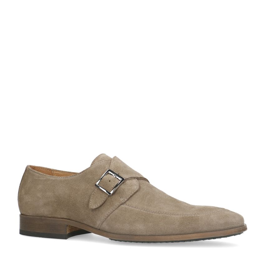 Manfield Taupe suède gespschoenen