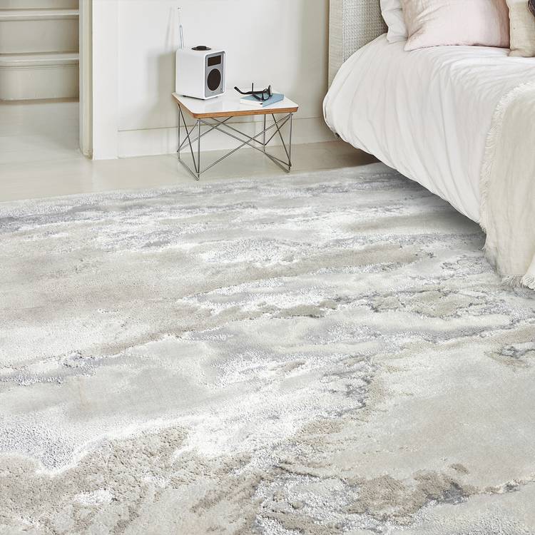 Asiatic Aurora Shiny Marble Grey Cut Pile Rug - 80x150cm