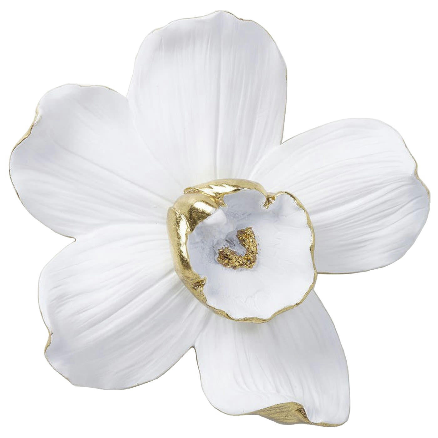 - Déco murale orchidée blanche et dorée en polyrésine H25