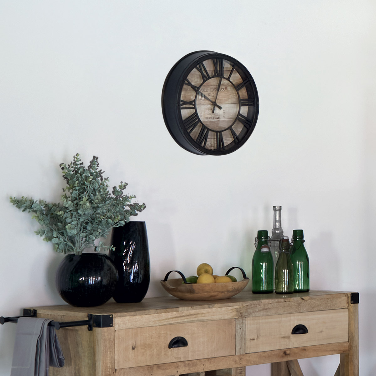 Clock"Ezio" Wood, D.39 cm