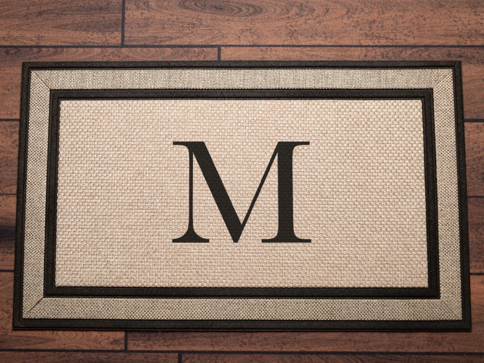 Single Initial Monogram Doormat, Classic Serif style letters - Personalized wedding housewarming gift, classy monogram