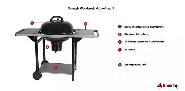 Barbecue à charbon57 cm Somagic WOODCREEK