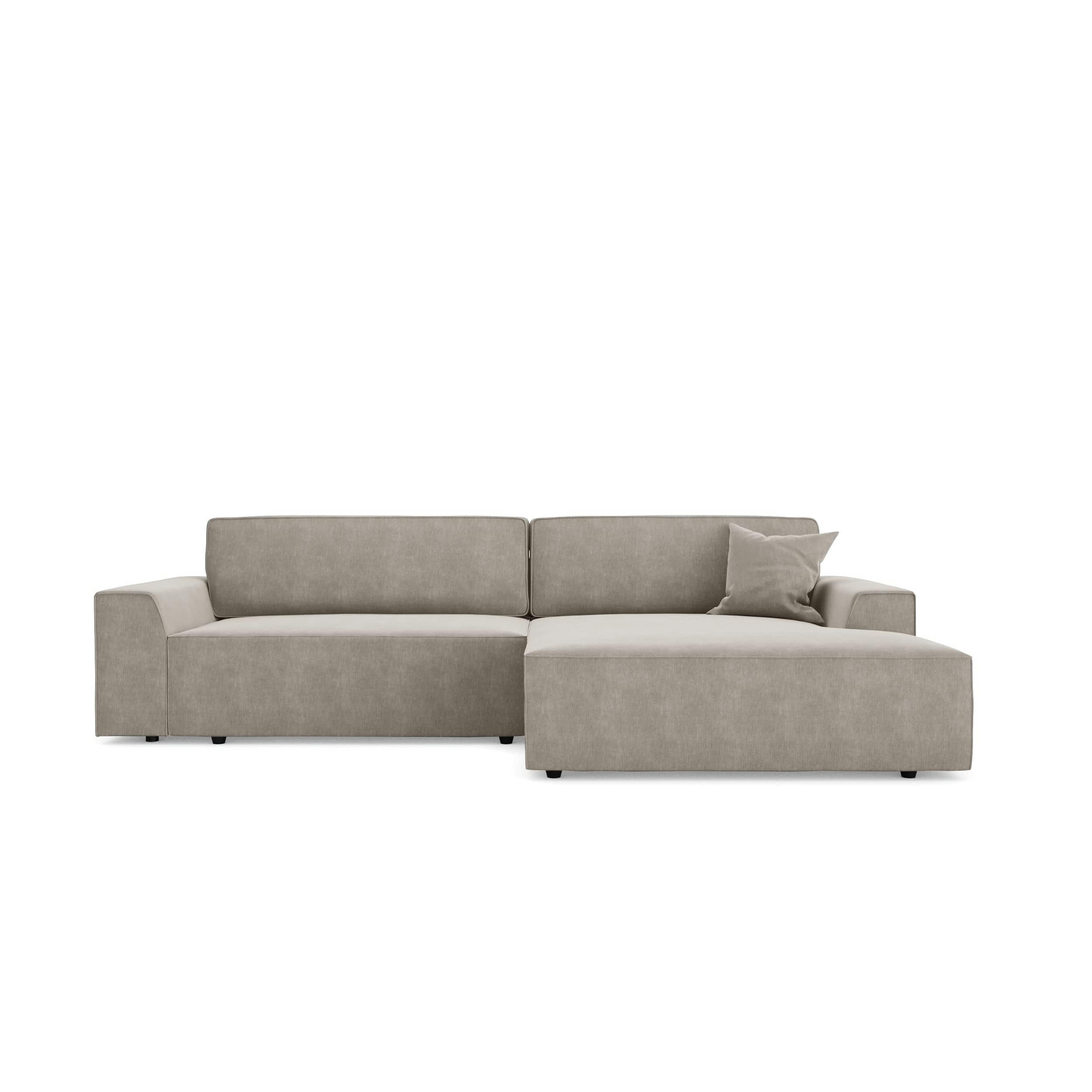 ELIOTT - Canapé angle droit convertible coffre velours taupe 300x174cm