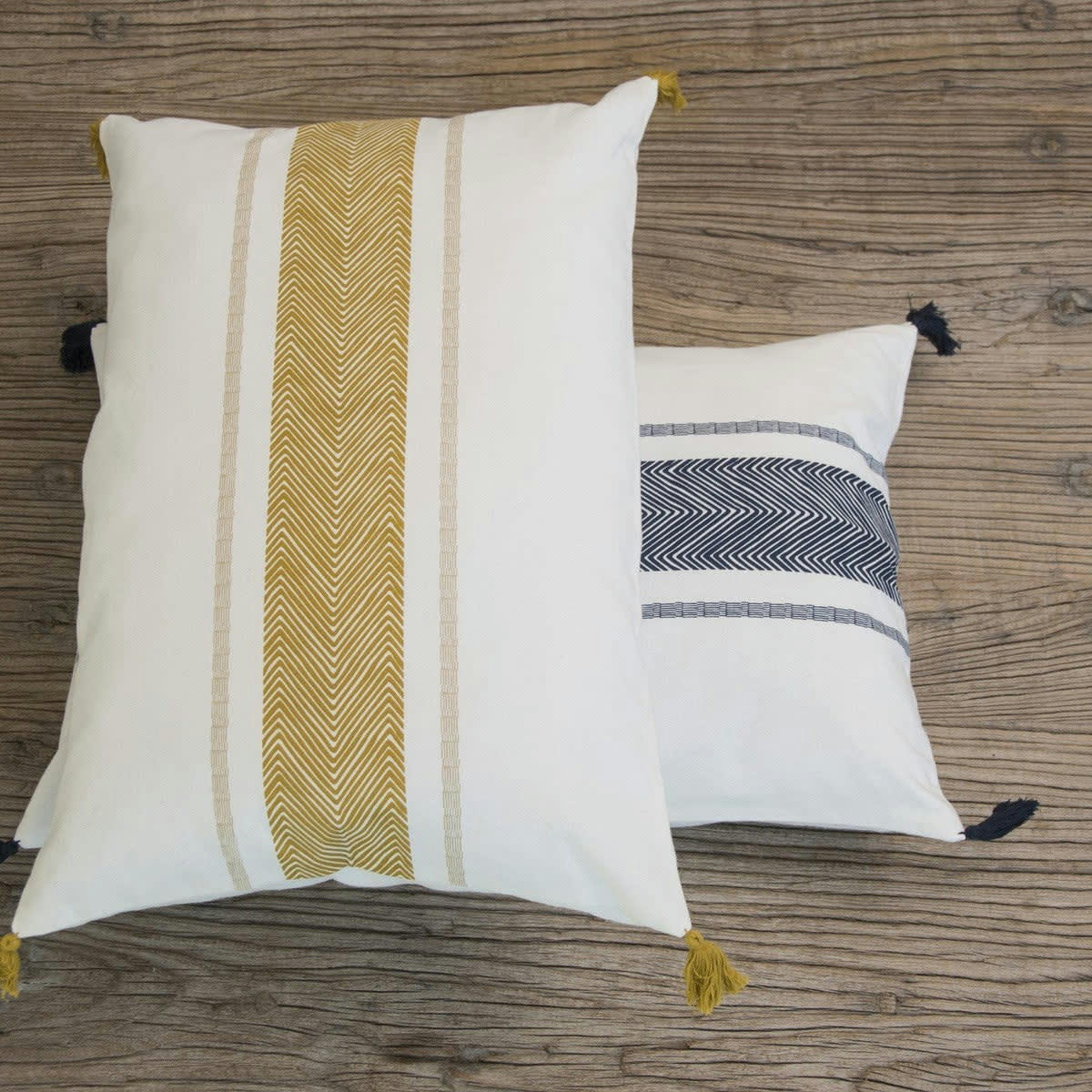 ALENTEJO - Housse de coussin coton  60x40 jaune moutarde