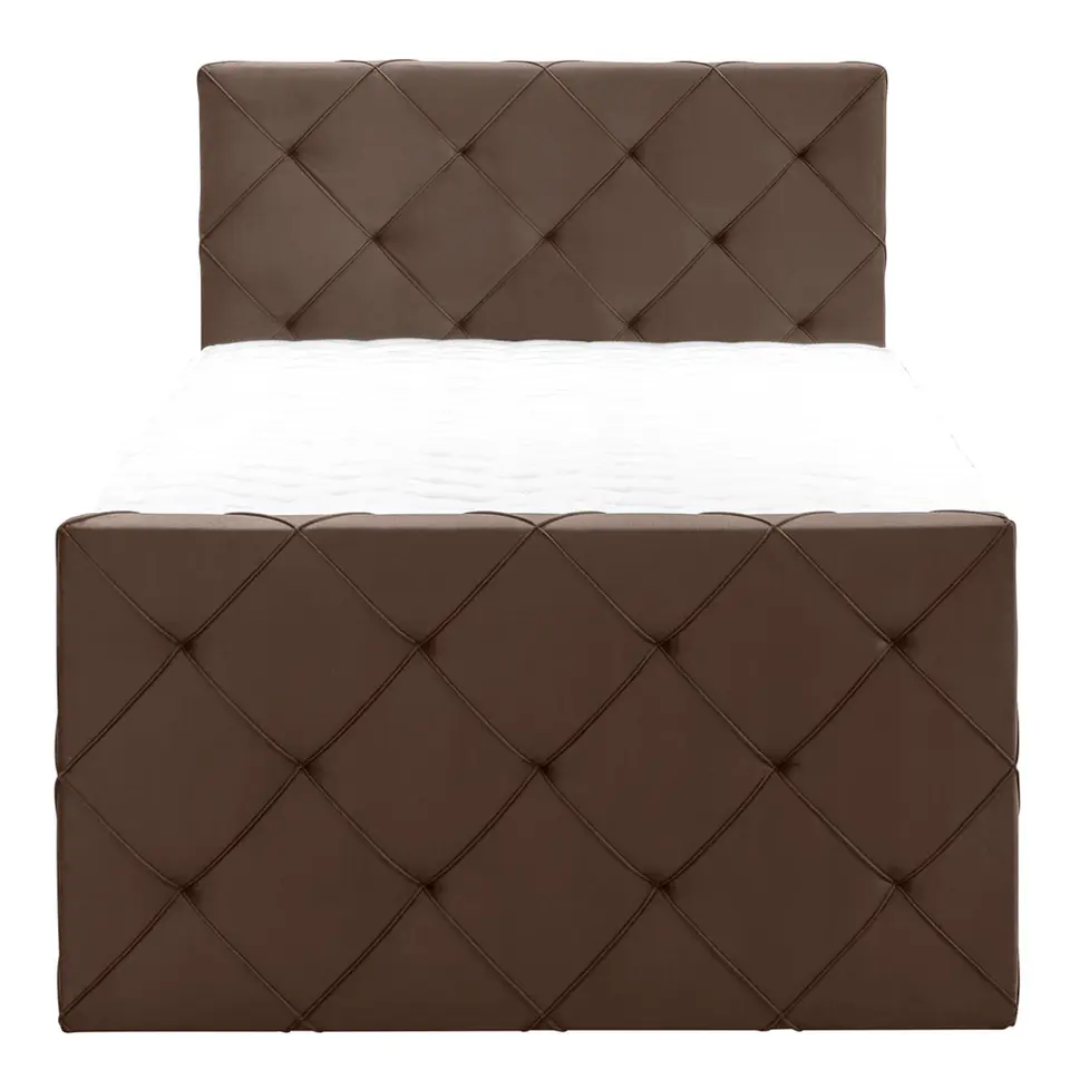 Boxspring met voetbord Liv geruit - bruin - 120x200 cm - slanke poot