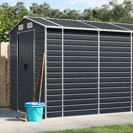 NNEVL Garden Shed Anthracite 191x470x198 cm Galvanised Steel
