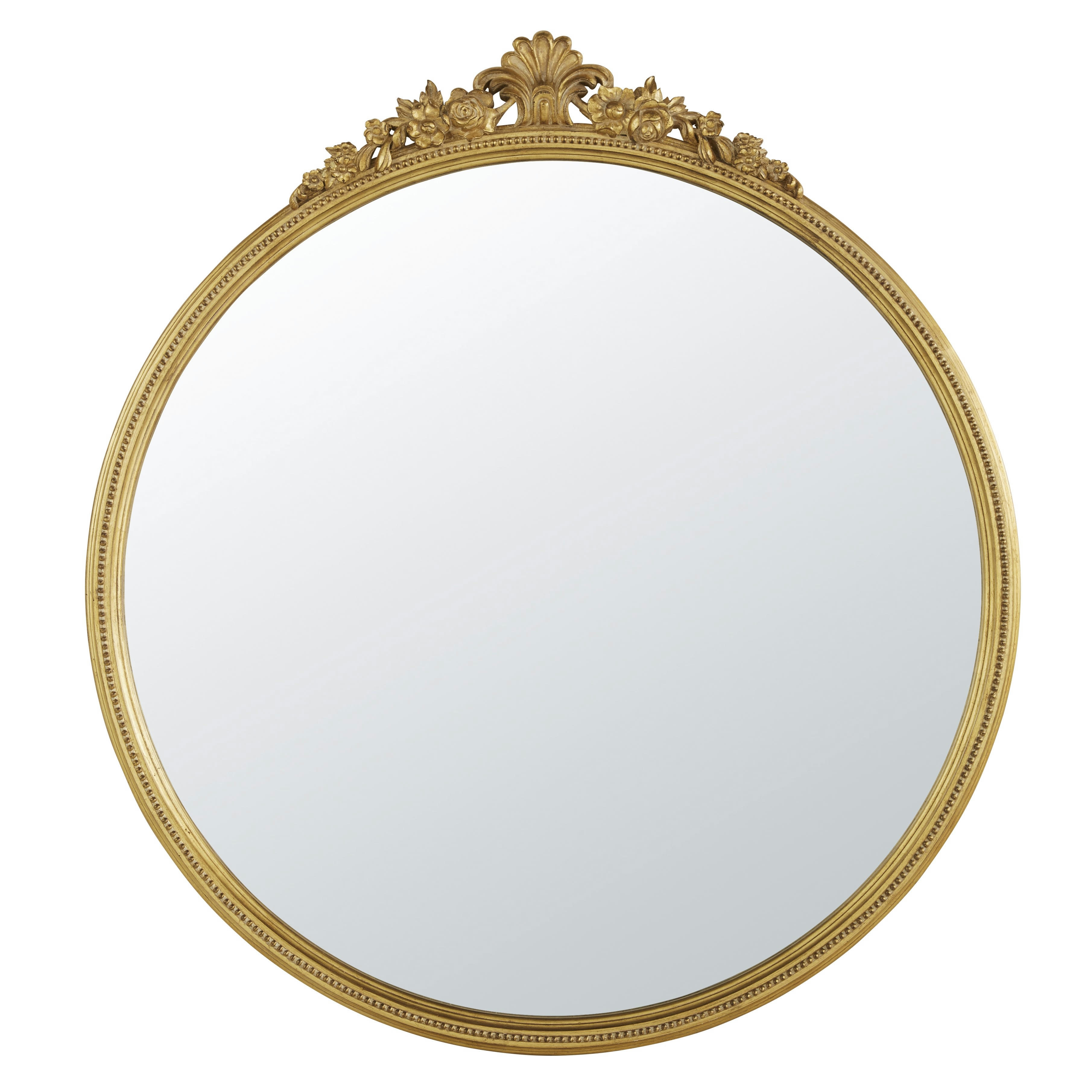 OMERA - Miroir rond à moulures dorées 110x120