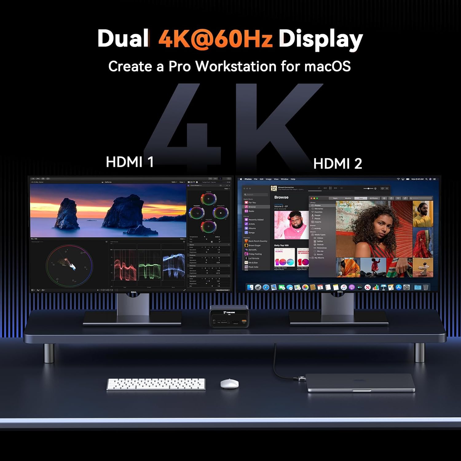 TobenONE MacBook Docking Station Dual 4K@60Hz  16-in-2 USB C Docking Station with 2 HDMI Ports  7 USB Ports  100W GaN Power Supply & 20W Charging  2.5Gbps Ethernet  for Home & Office