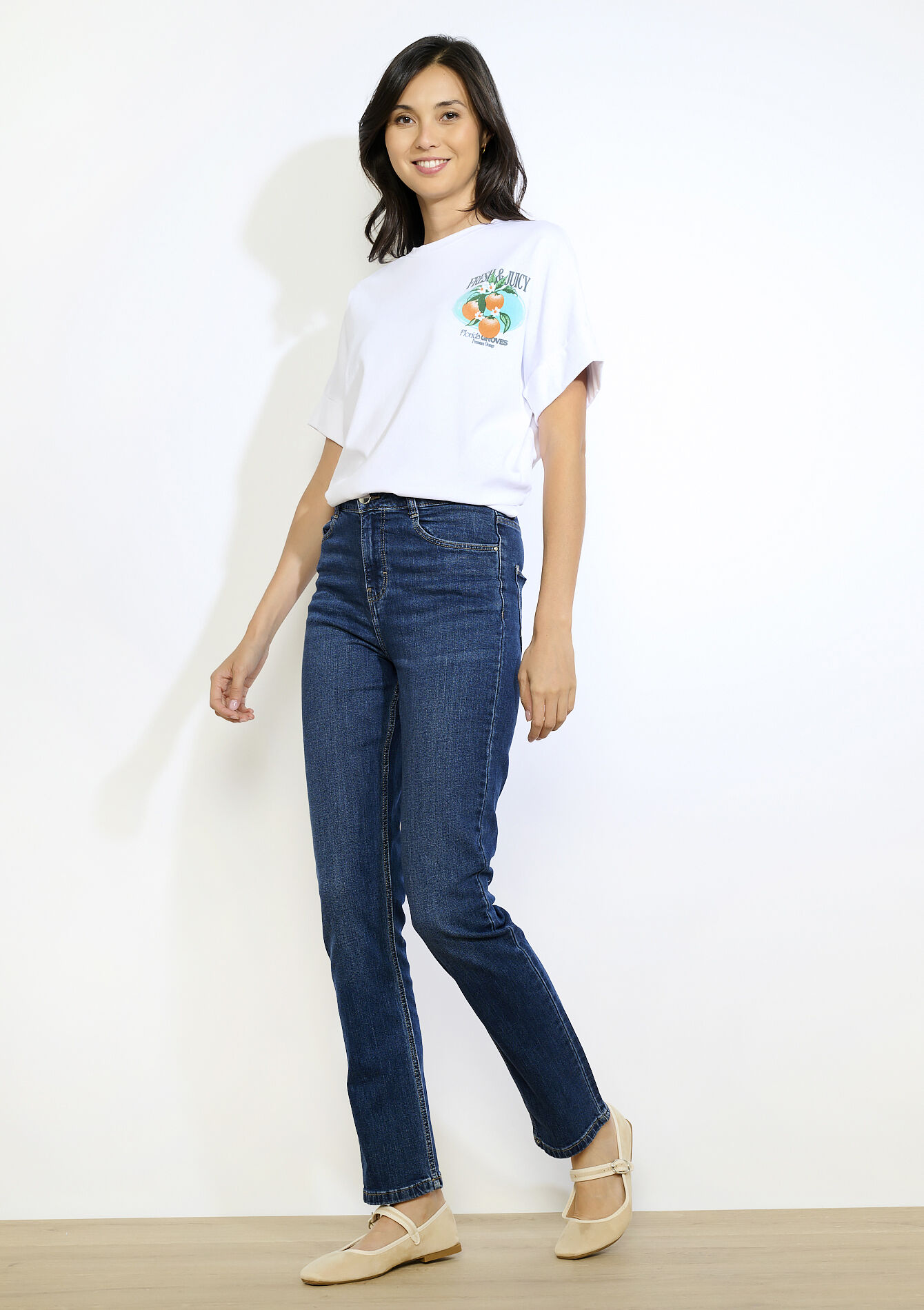 Rechte jeans met hoge taille