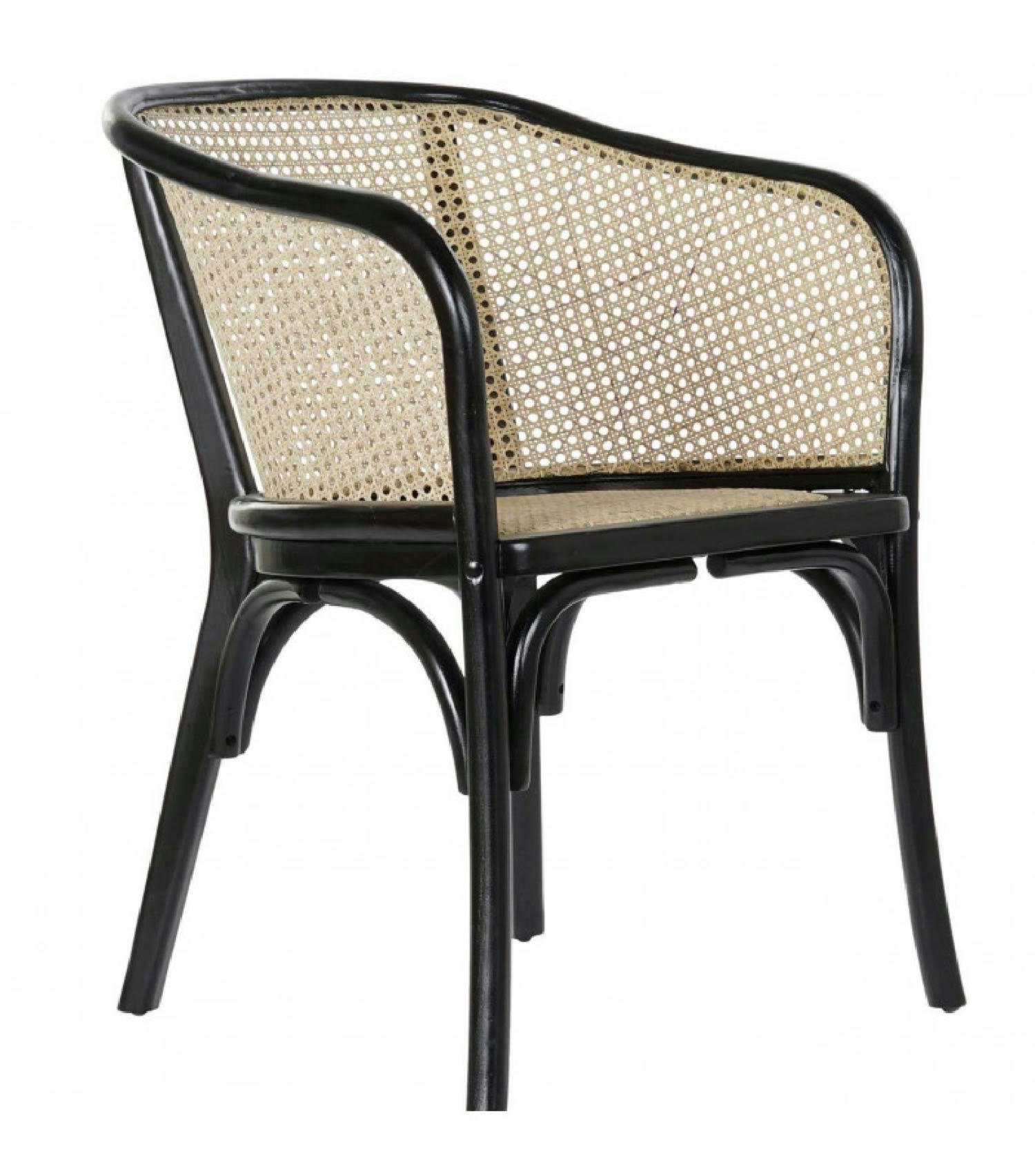 CANNAGE - Fauteuil orme noir et rotin cannage
