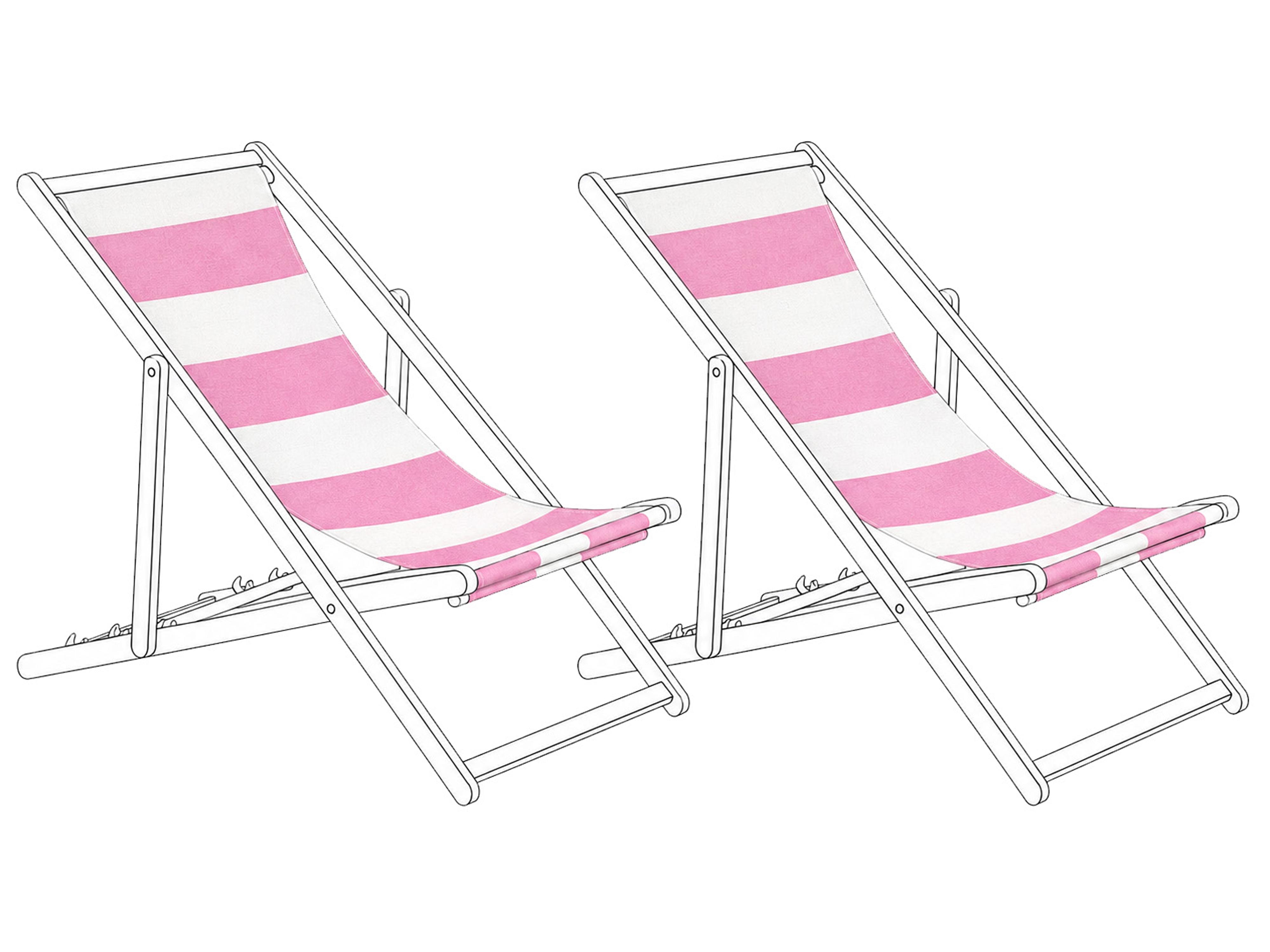 Set of 2 Sun Lounger Replacement Fabrics ANZIO/AVELLINO 113 x 44 cm Pink
