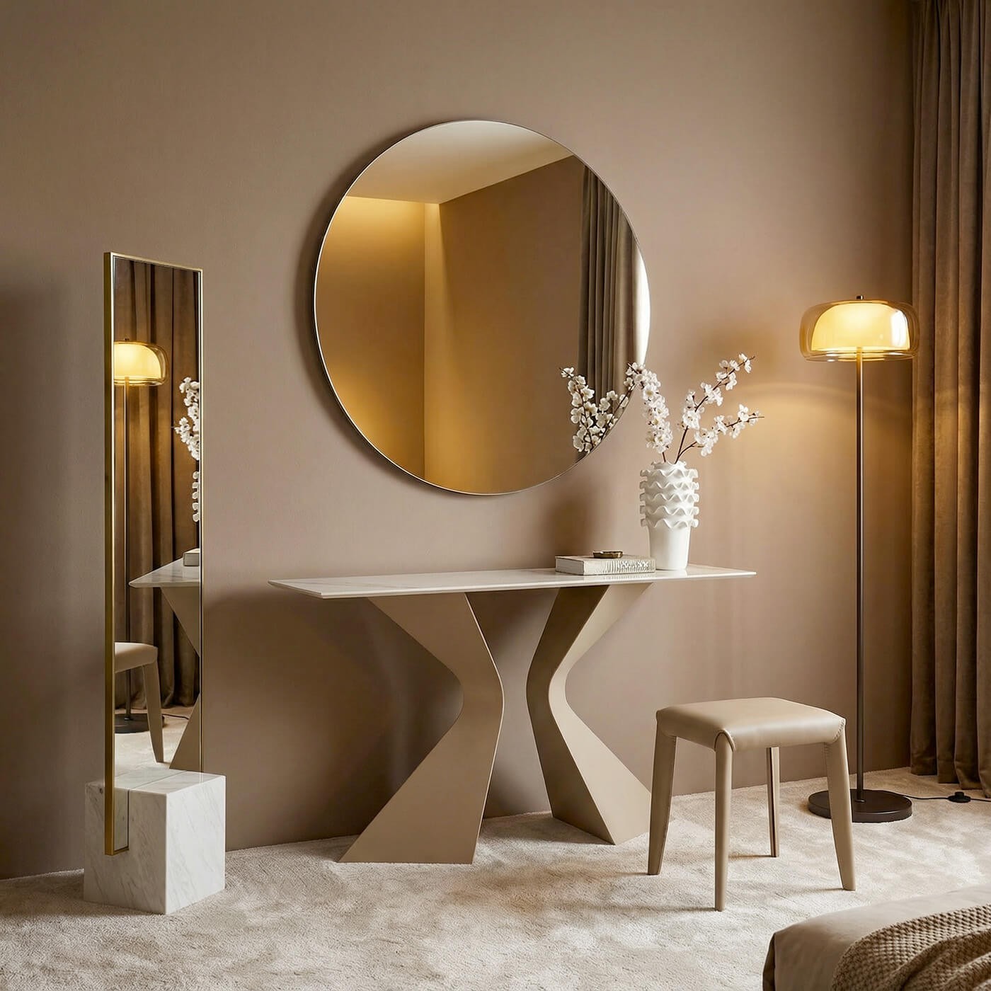 Console Gloria 140x45cm beige keramiek wit Kare Design