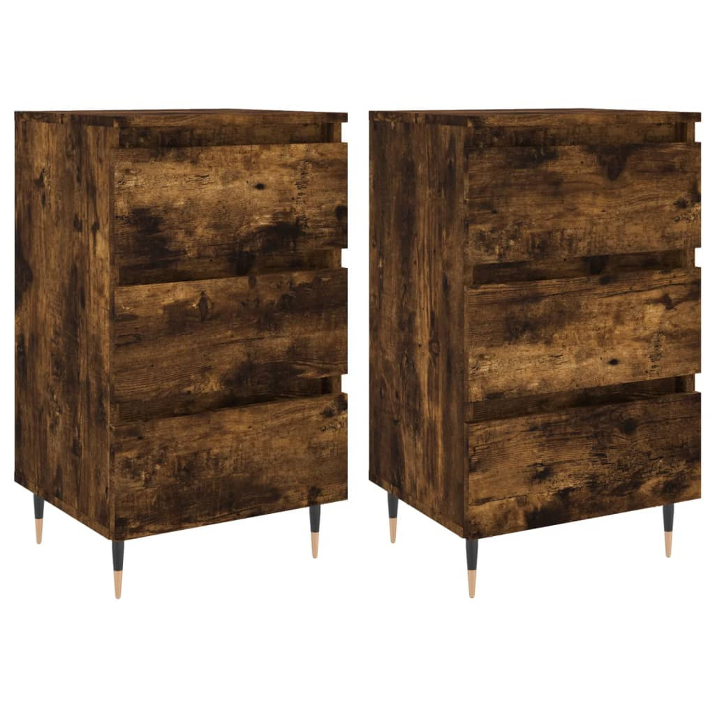 2x Szafka Nocna Stolik Komoda Brązowa z Szufladą Do Sypialni 40x35x69 cm