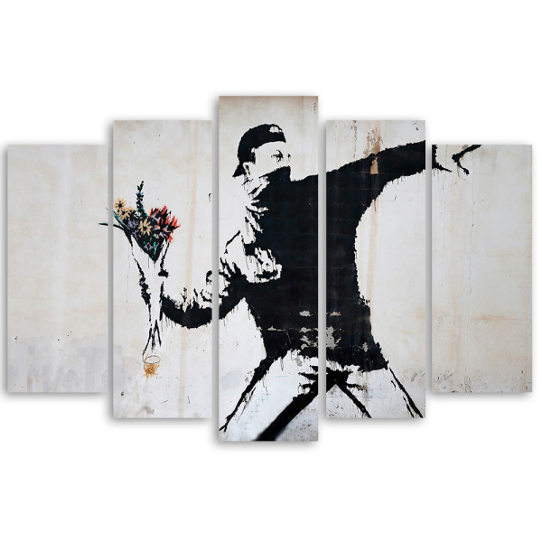Feeby Obraz 5cz na płótnie Banksy Graffiti Art Kwiaty