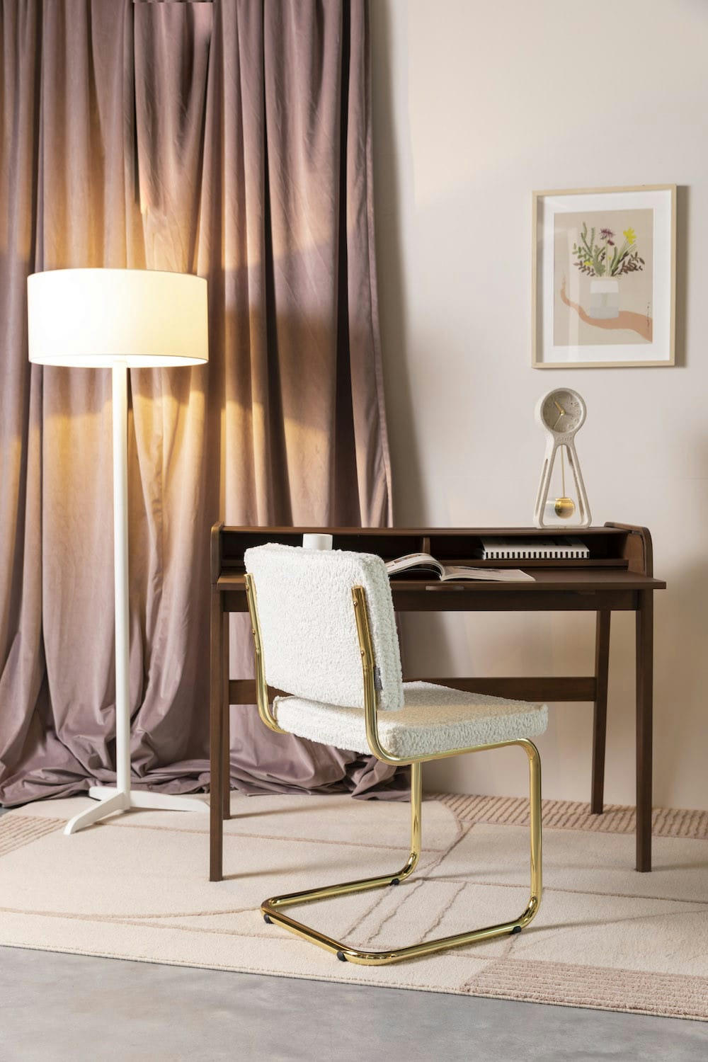 TEDDY - Chaise en tissu doudou blanc