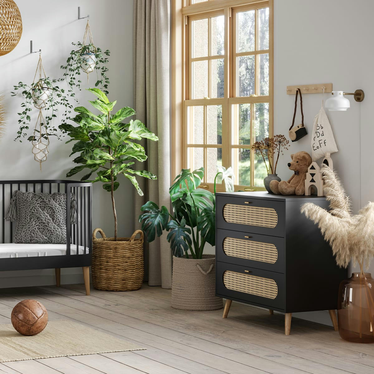 CANNE - Commode 3 tiroirs noir