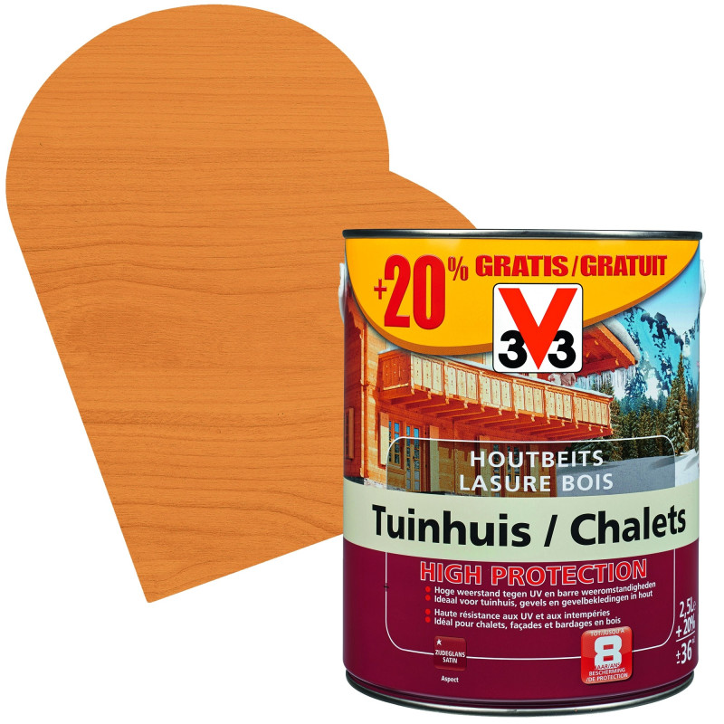 Lasure Chalets High Protection chêne moyen satinée 2,5   0,5 L gratuit V33