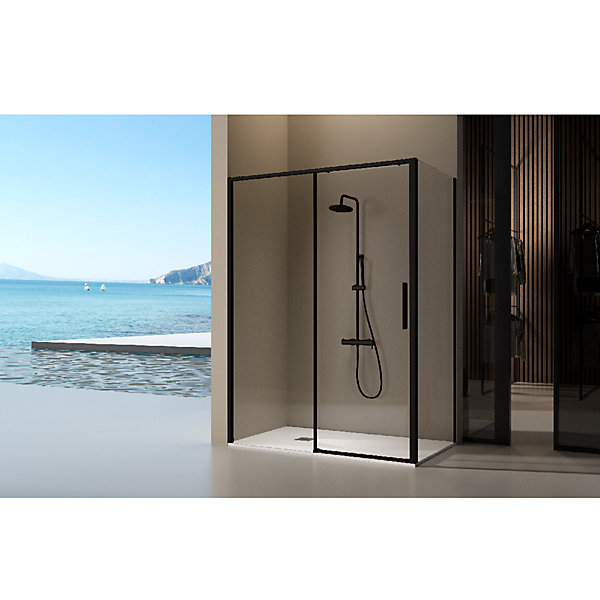 Panneau de douche lateral fixe pour paroi de douche DELTA noir mat 66.5-69 cm