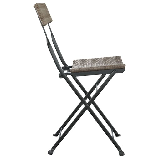 NNEVL Folding Bistro Chairs 2 pcs Grey Poly Rattan and Steel
