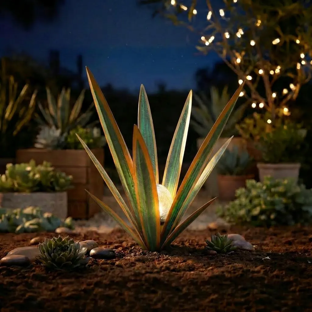 Glowing Solar Agave Garden Light, Outdoor Succulent Decor, Plant Lover Gift
