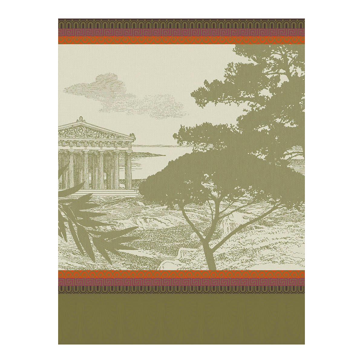 VOYAGE EN GRÈCE - Torchon en coton olivier 60 x 80