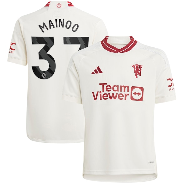 Kobbie Mainoo Manchester United adidas Youth 2023/24 Third Replica Player Jersey - White/Green