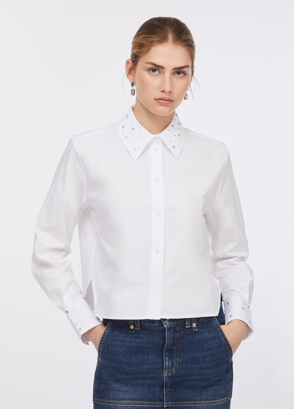 Camicia in popeline con strass