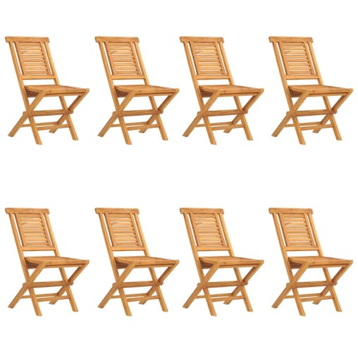 NNEVL Folding Garden Chairs 8 pcs 47x63x90 cm Solid Wood Teak