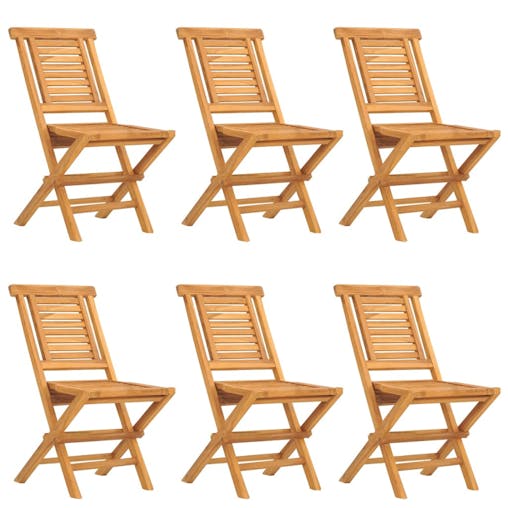 NNEVL Folding Garden Chairs 6 pcs 47x63x90 cm Solid Wood Teak
