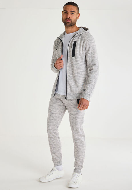 Mens Light Grey Textured Sports Joggers