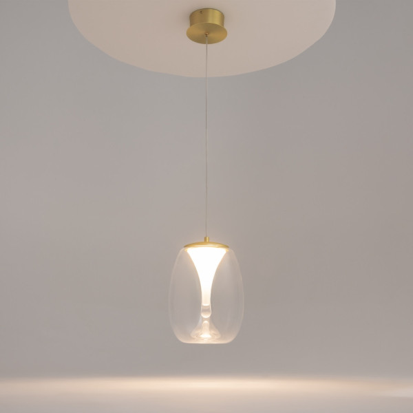 Lampa wisząca Splash złoto-przezroczysta LED 1x7W Ciepła biel 620lm Maytoni