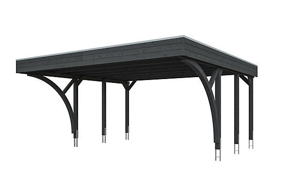 Carport SKAN HOLZ Friesland Set H, 546 x 555 cm, avec deux arcs d'entrée, gris ardoise