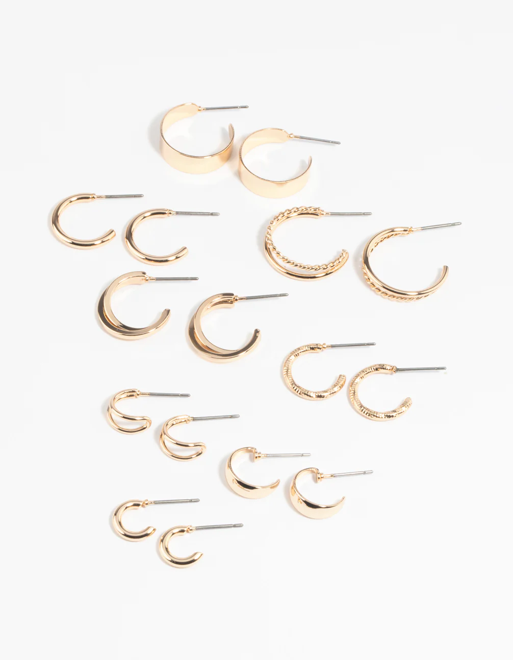 Gold Simple Hoop Earring 8-Pack