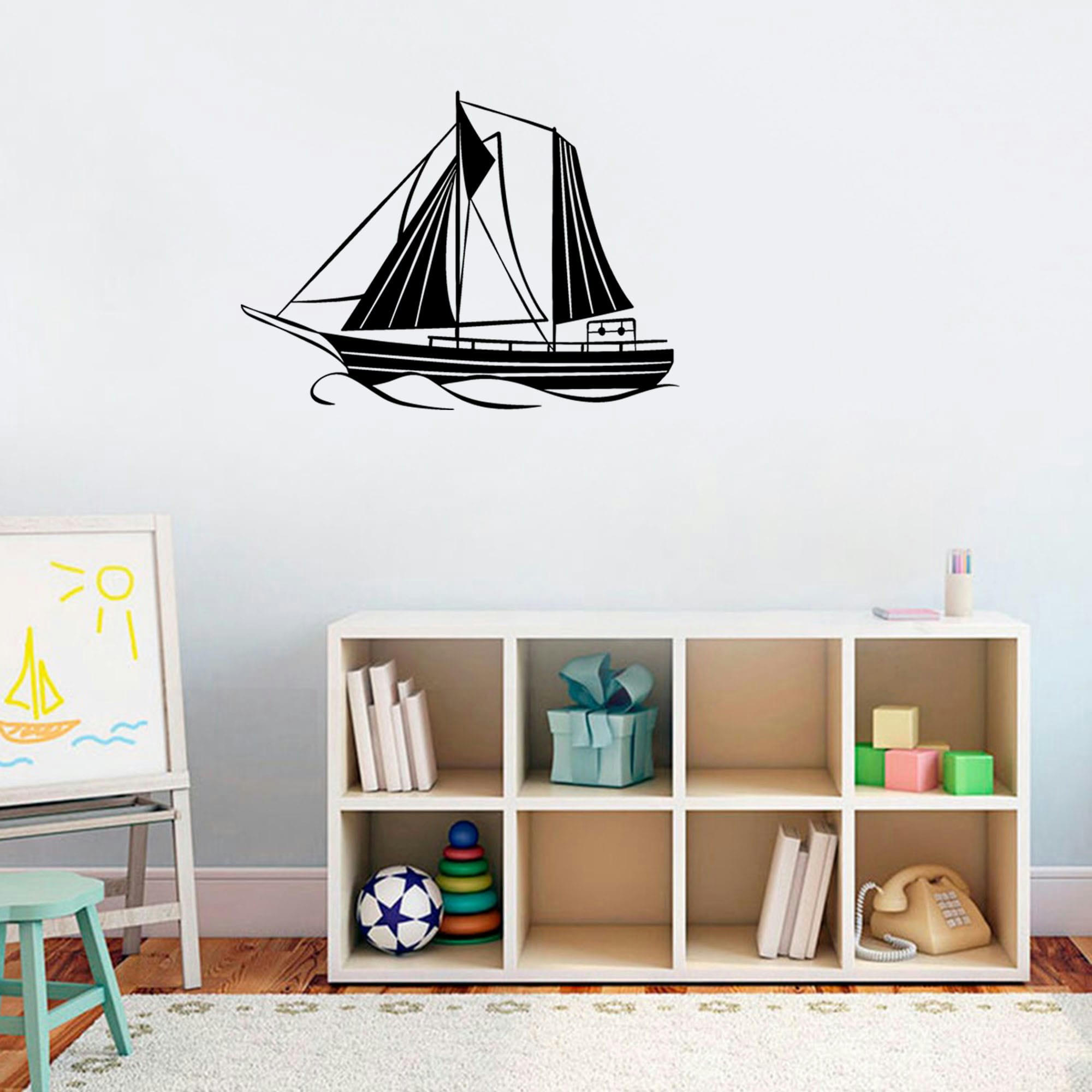 - Déco murale bateau à voile en métal noir 55x40 cm