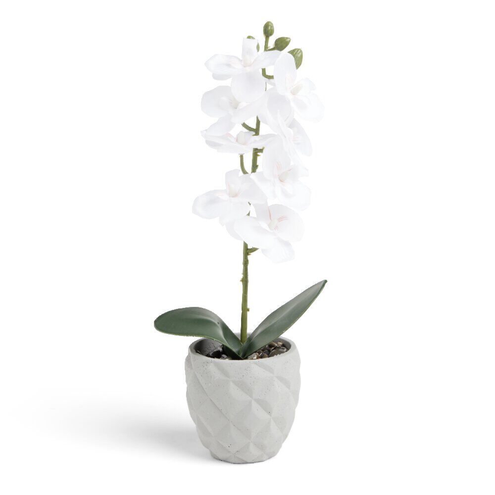 Pot orchidée artificielle blanche H31cm