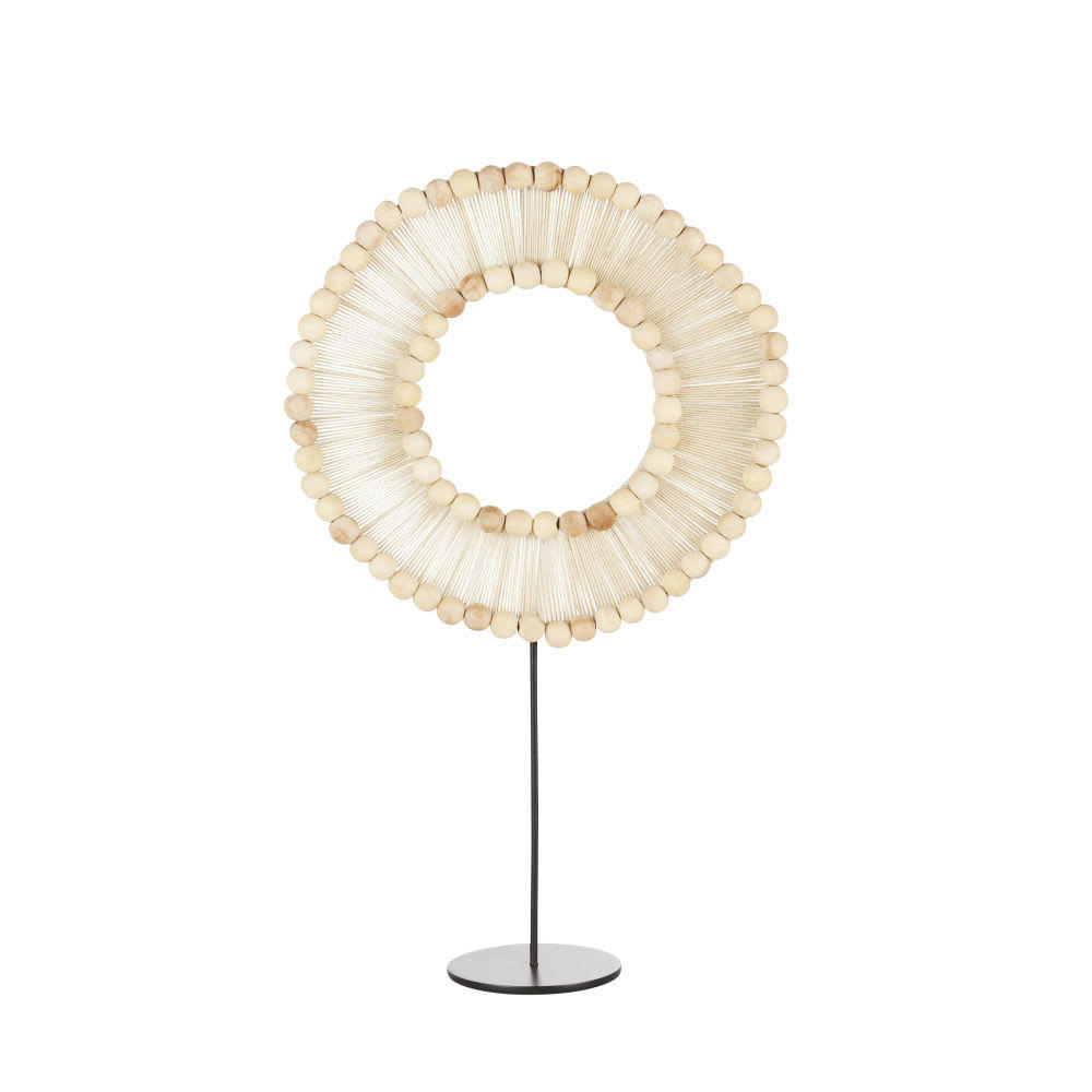 - Déco à poser en métal et corde beige et blanc H59