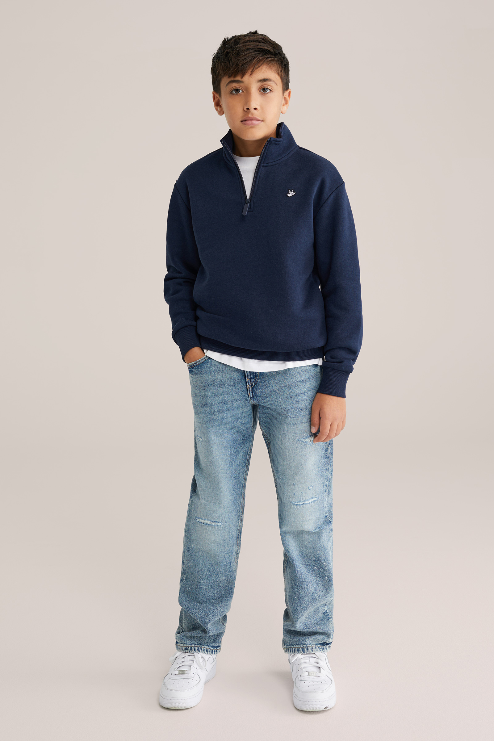 Jongens trui met quarter-zip en embroidery
