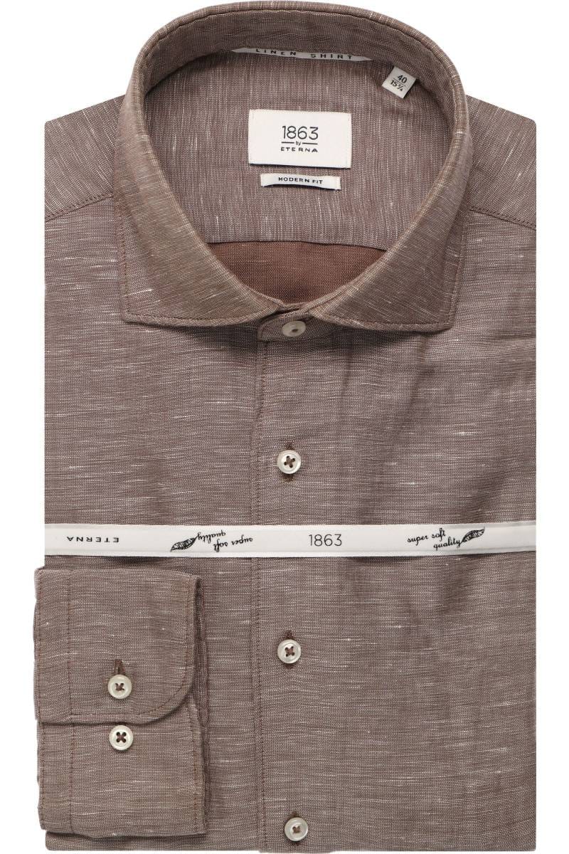 ETERNA 1863 Soft Tailoring Modern Fit Leinenhemd beige/braun, Einfarbig