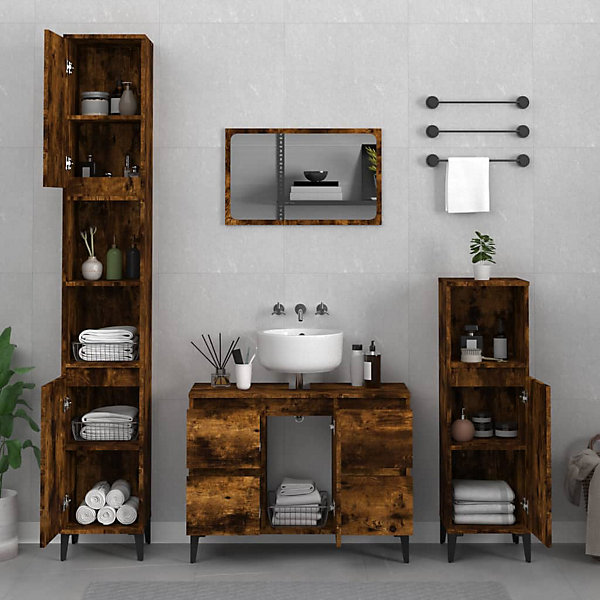 Ensemble de meubles de salle de bain 3 pcs Chêne fumé vidaXL