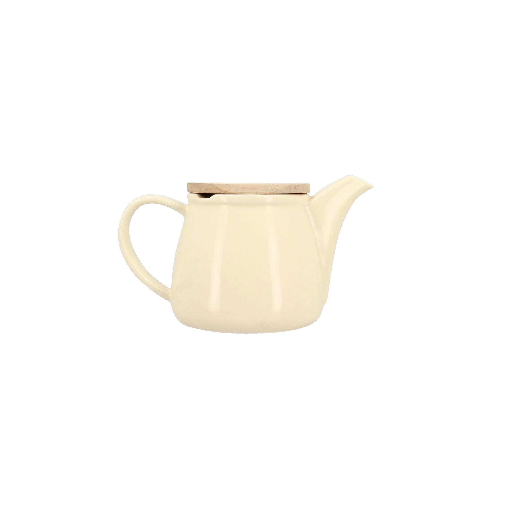 ANNA - Théière en grès crème avec couvercle en bois 500ml