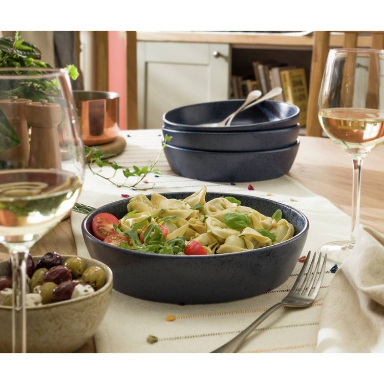 Habitat Addison 4 Piece Stoneware Pasta Bowls - Blue