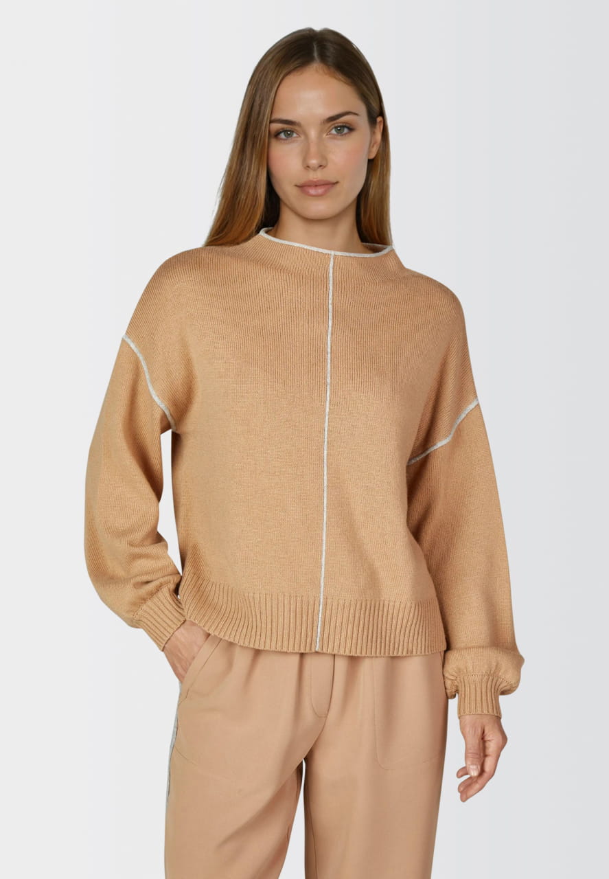 Turtleneck Pullover mit Kontrast-Details